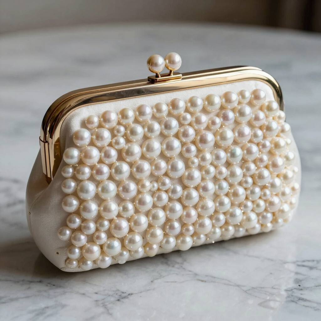 Margaux Pearl Embellished Satin Clutch
