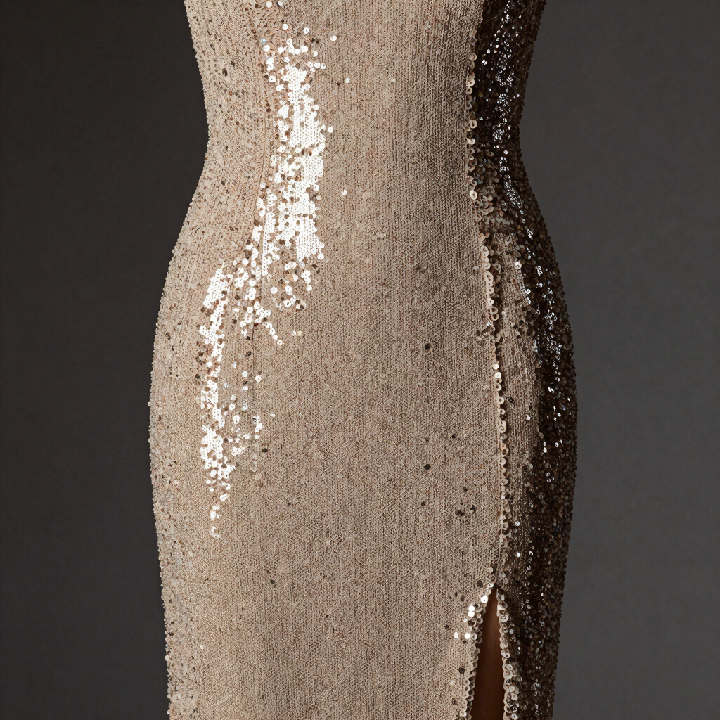 Aurora Champagne Sequined Evening Dress