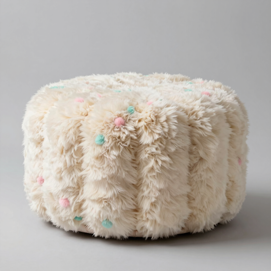 Tova Terrazzo Fur Pouf
