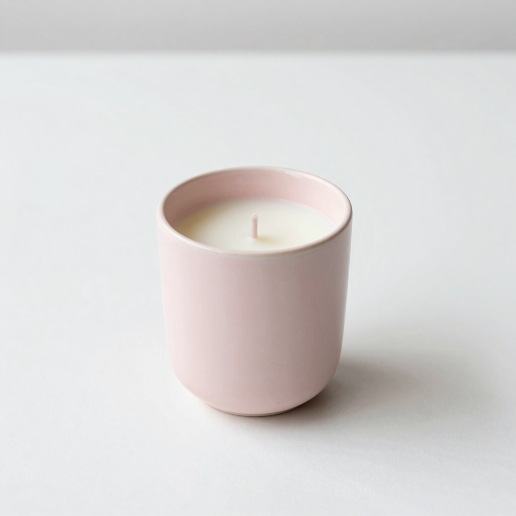 Vela Aromática en Copa de Cerámica Rosa