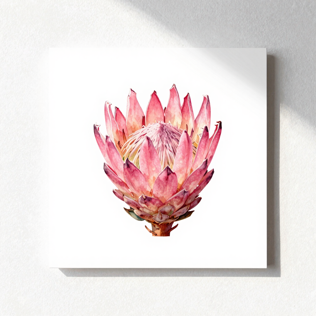 Pink Protea Watercolor Art Print