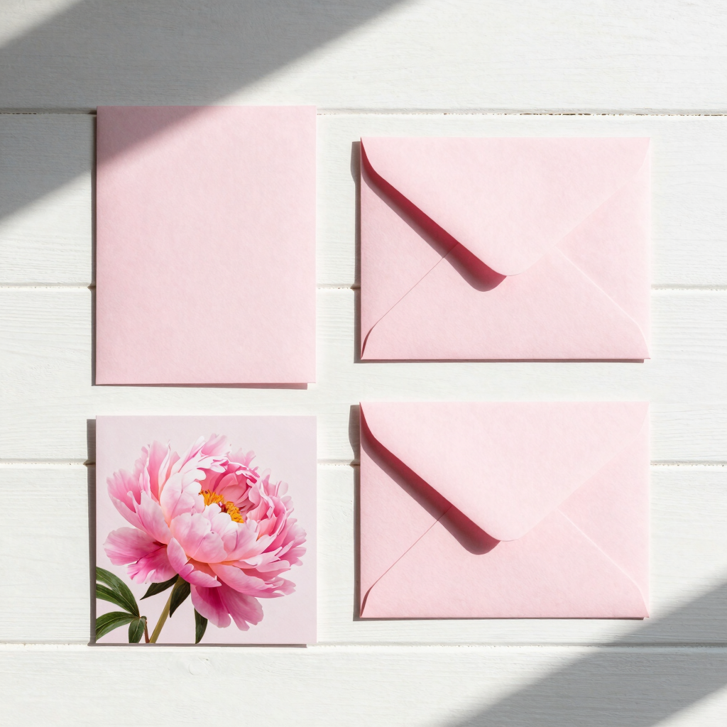 Pink Peonies Folded Stationery Set
