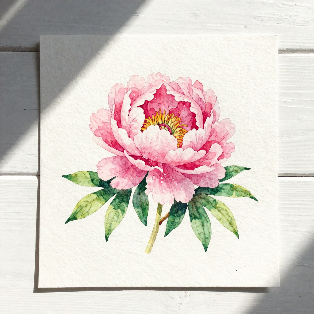 Peony in Bloom Original Watercolor