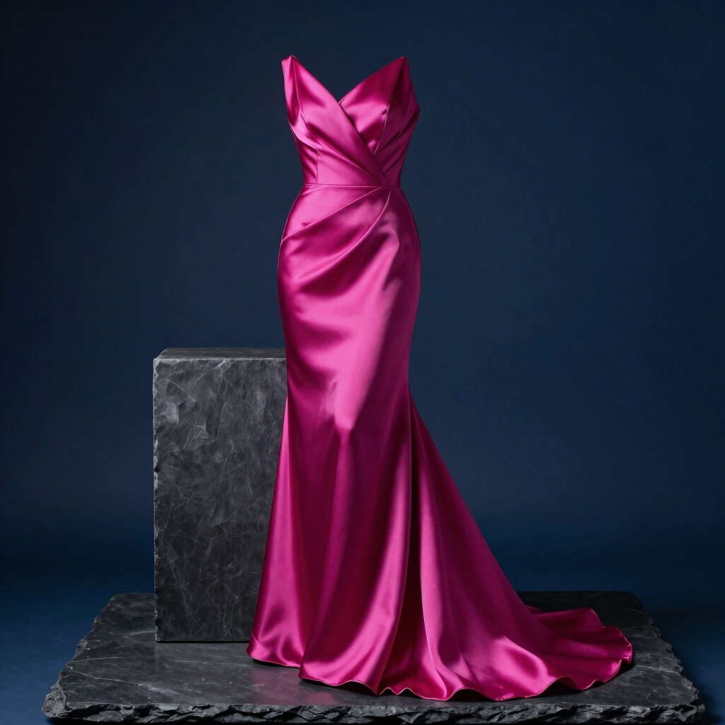 Luminary Asymmetrical Satin Gown