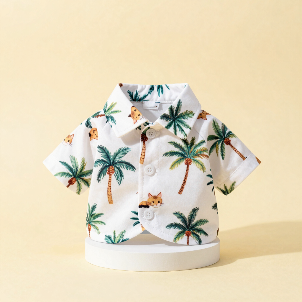 Camisa Playera "Gatito Tropical"