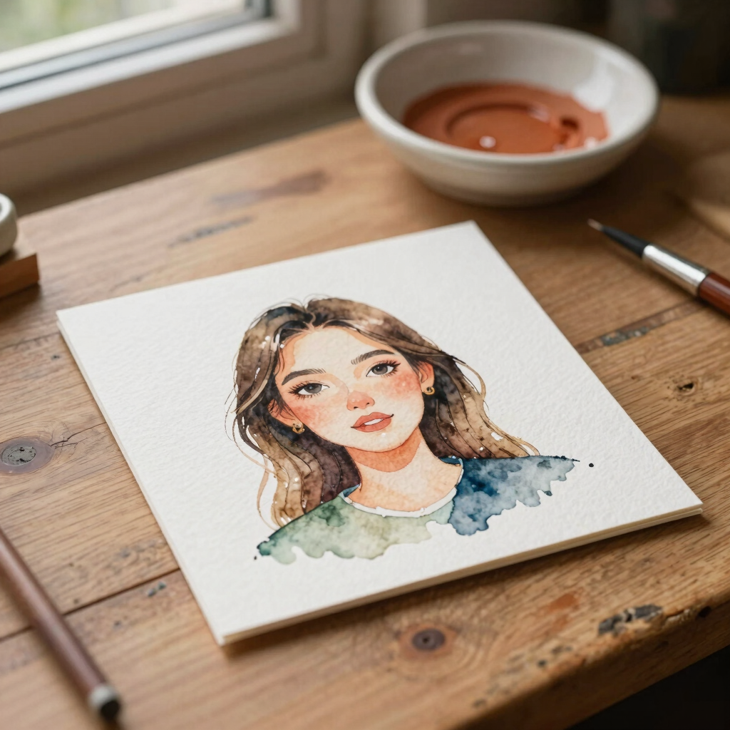 Custom Hand-Painted Portrait Card