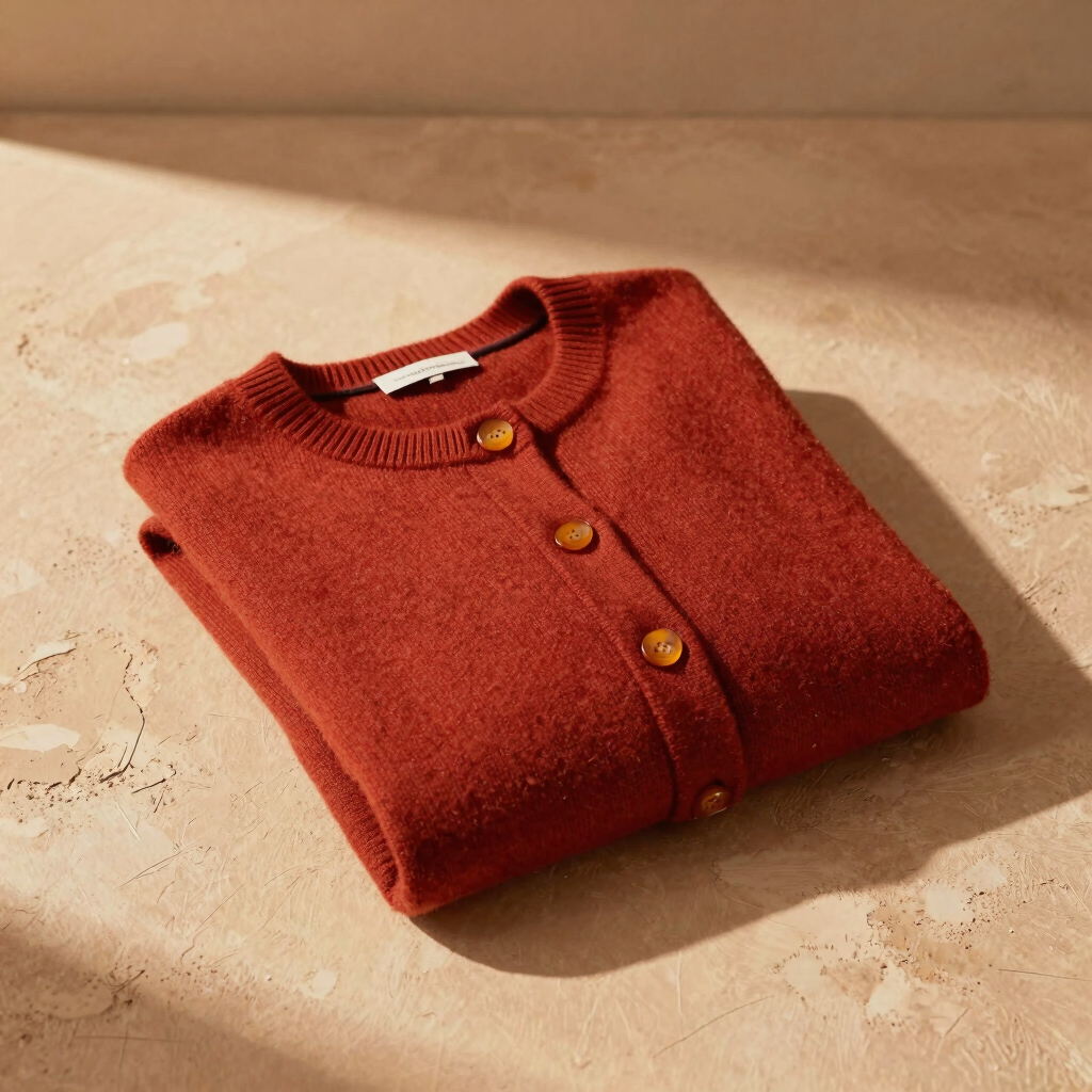陶土红温暖羘殛开衫