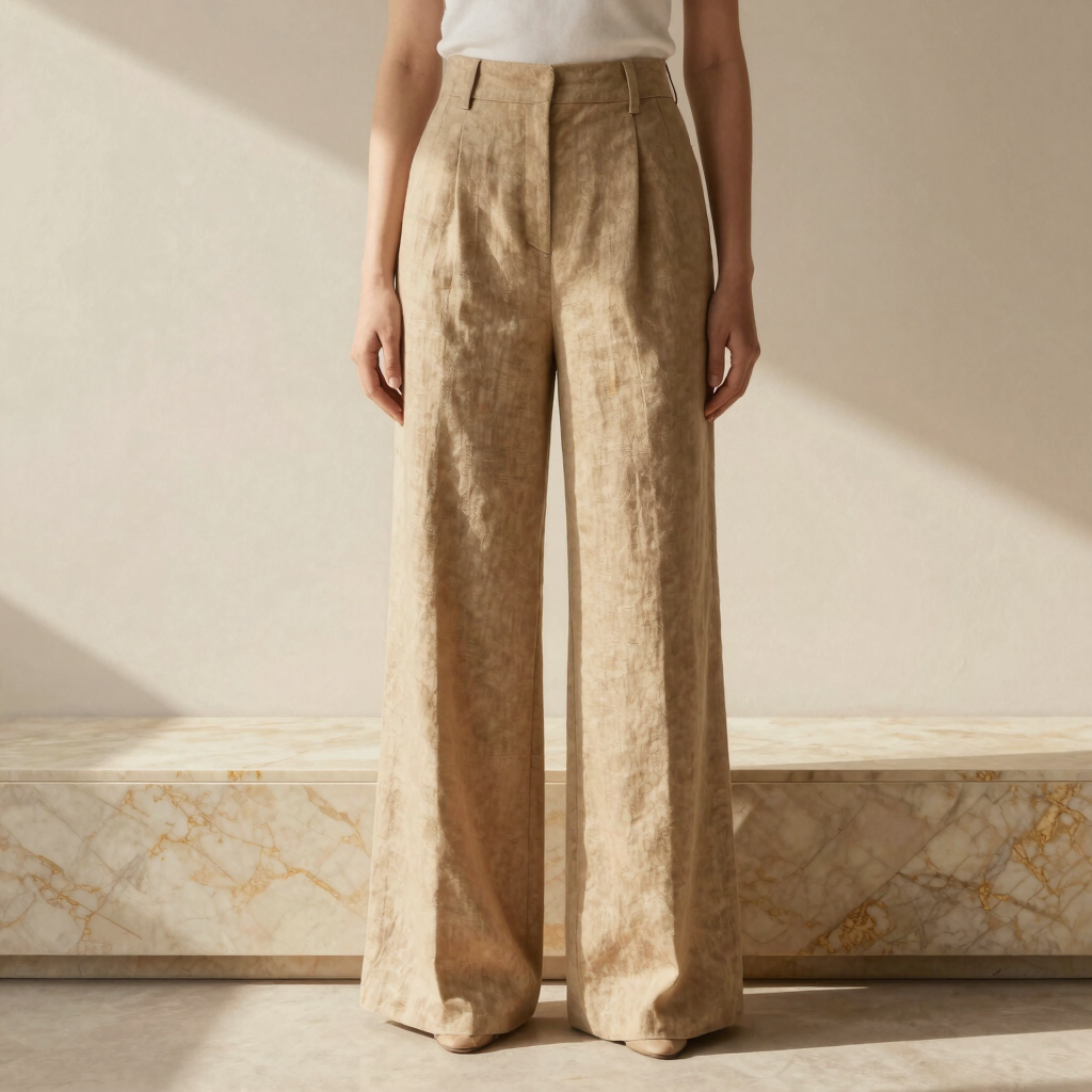 Wide-Leg Linen Trousers in Sand