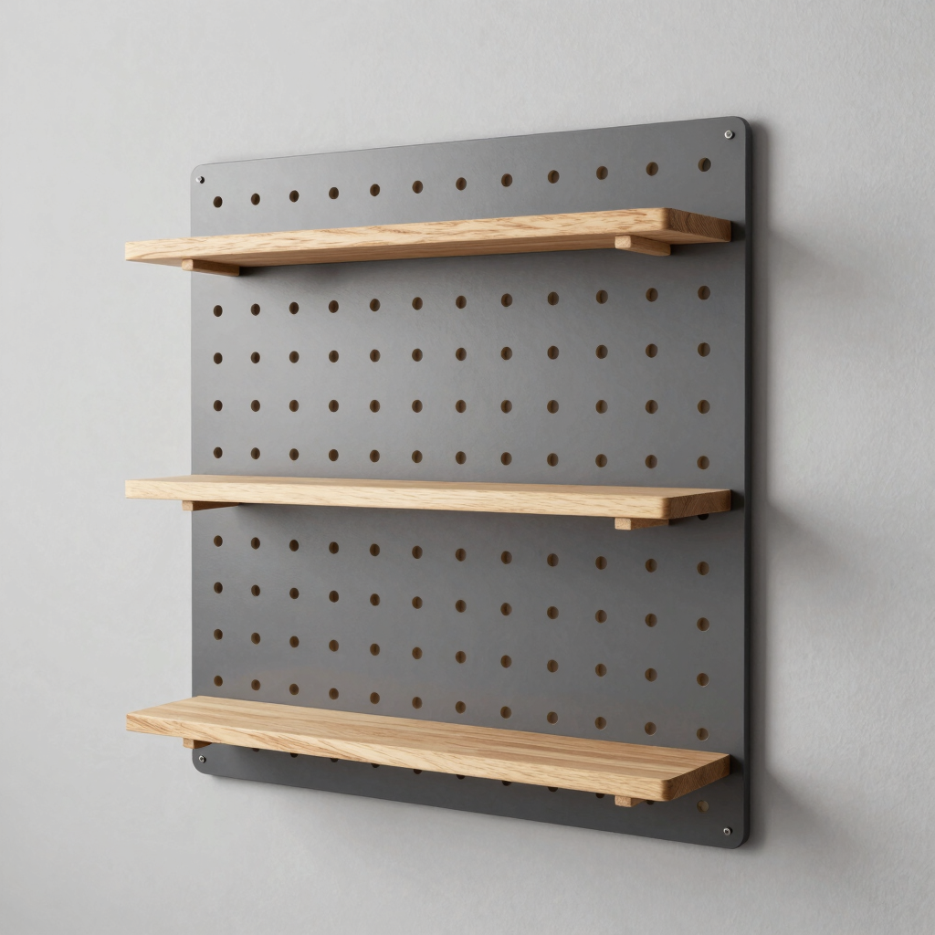 Gridline Pegboard Wall Shelf Unit