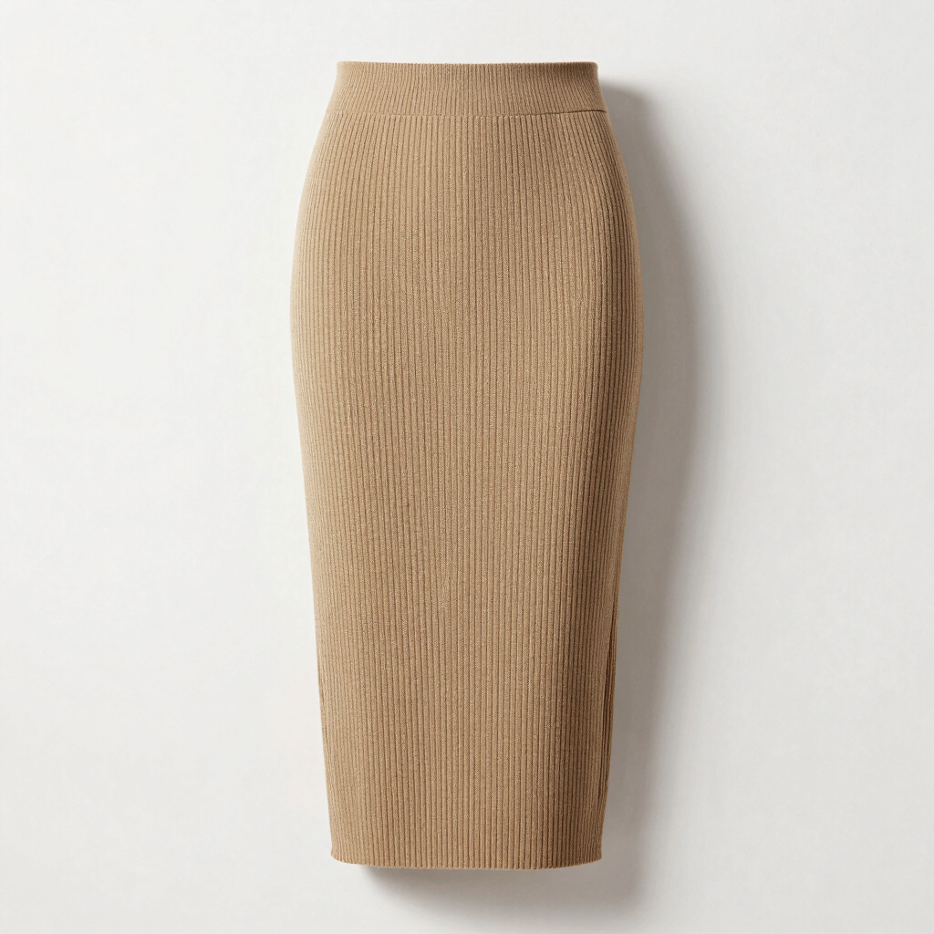 Ribbed Knit Column Skirt