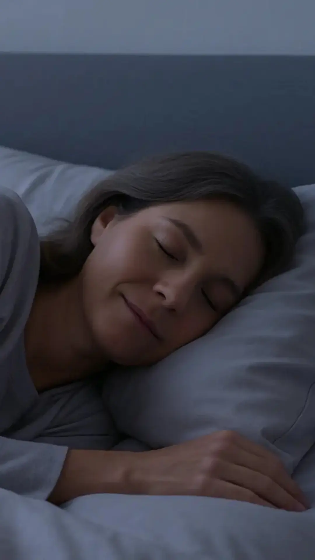 Sleeping woman — relaxed jaw and calm breathing