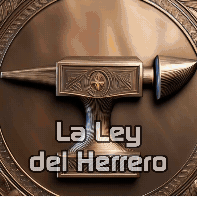 Logotipo animado de La Ley del Herrero, representación de la saga épica de Óscar Ocaña Parrón