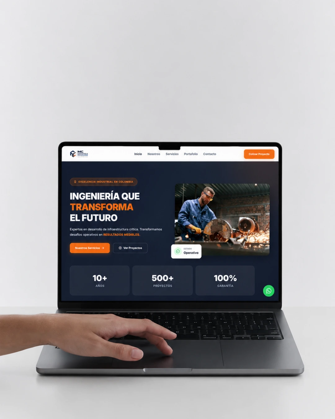 Mockup del sitio web de Mc Logística SAS