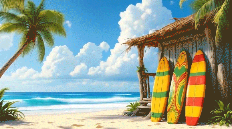 the flag of jamaica is waving in the wind