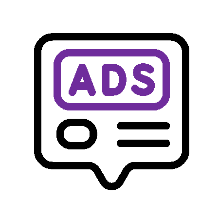a purple and black logo with the words adss