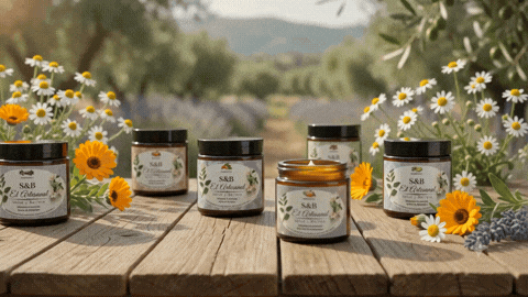 Frascos de S&B El Artesanal con cremas naturales zen de hidratación botánica para salud y belleza