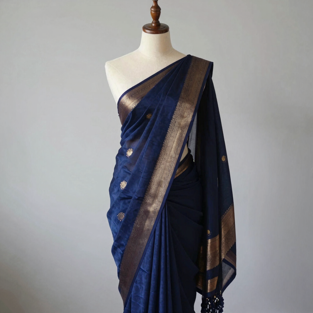 Midnight Blue Jamdani Saree