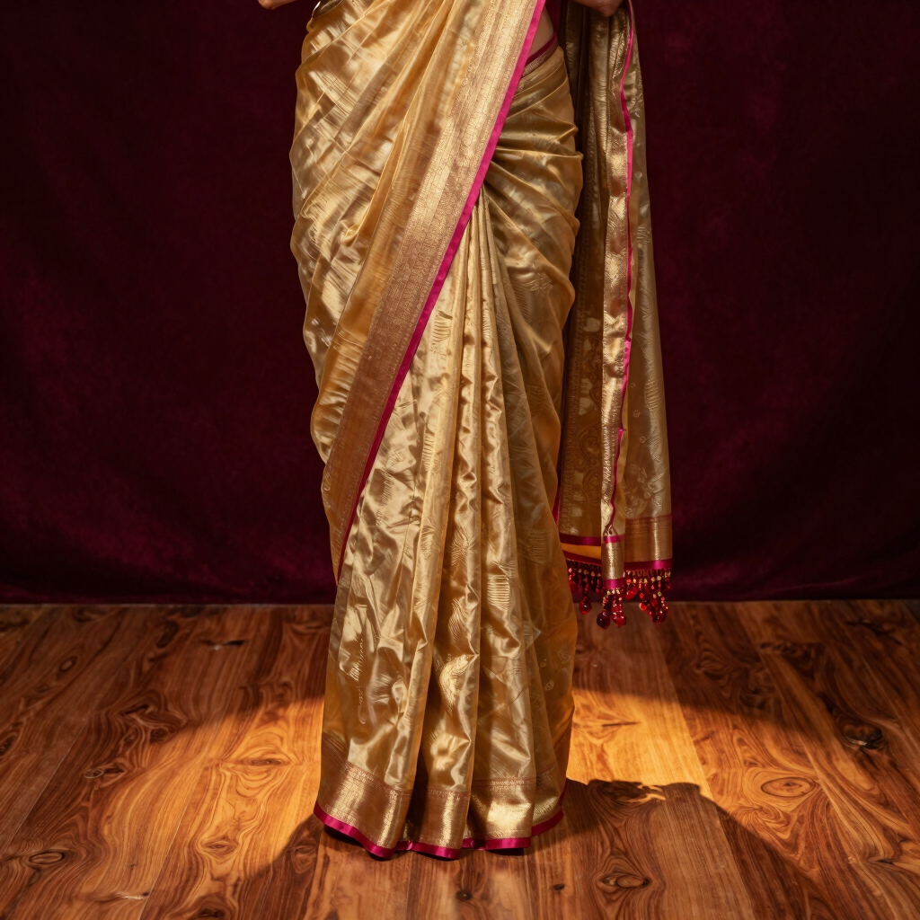 Antique Gold Tissue Silk Saree