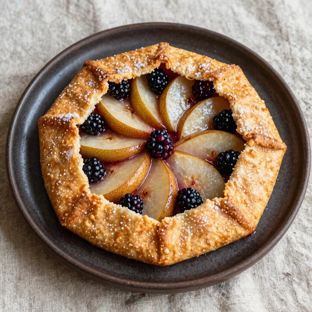 Spiced Pear and Blackberry Galette