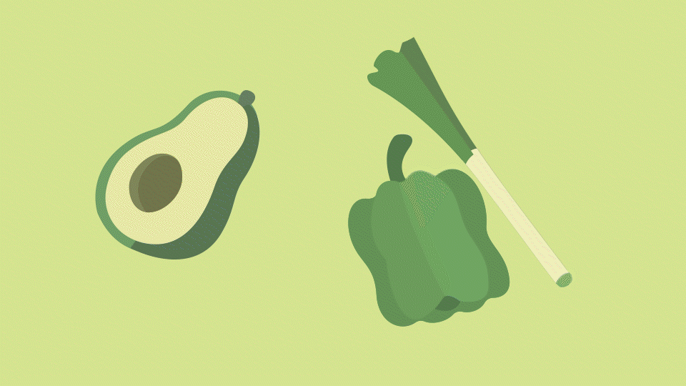 vegetables on a green background