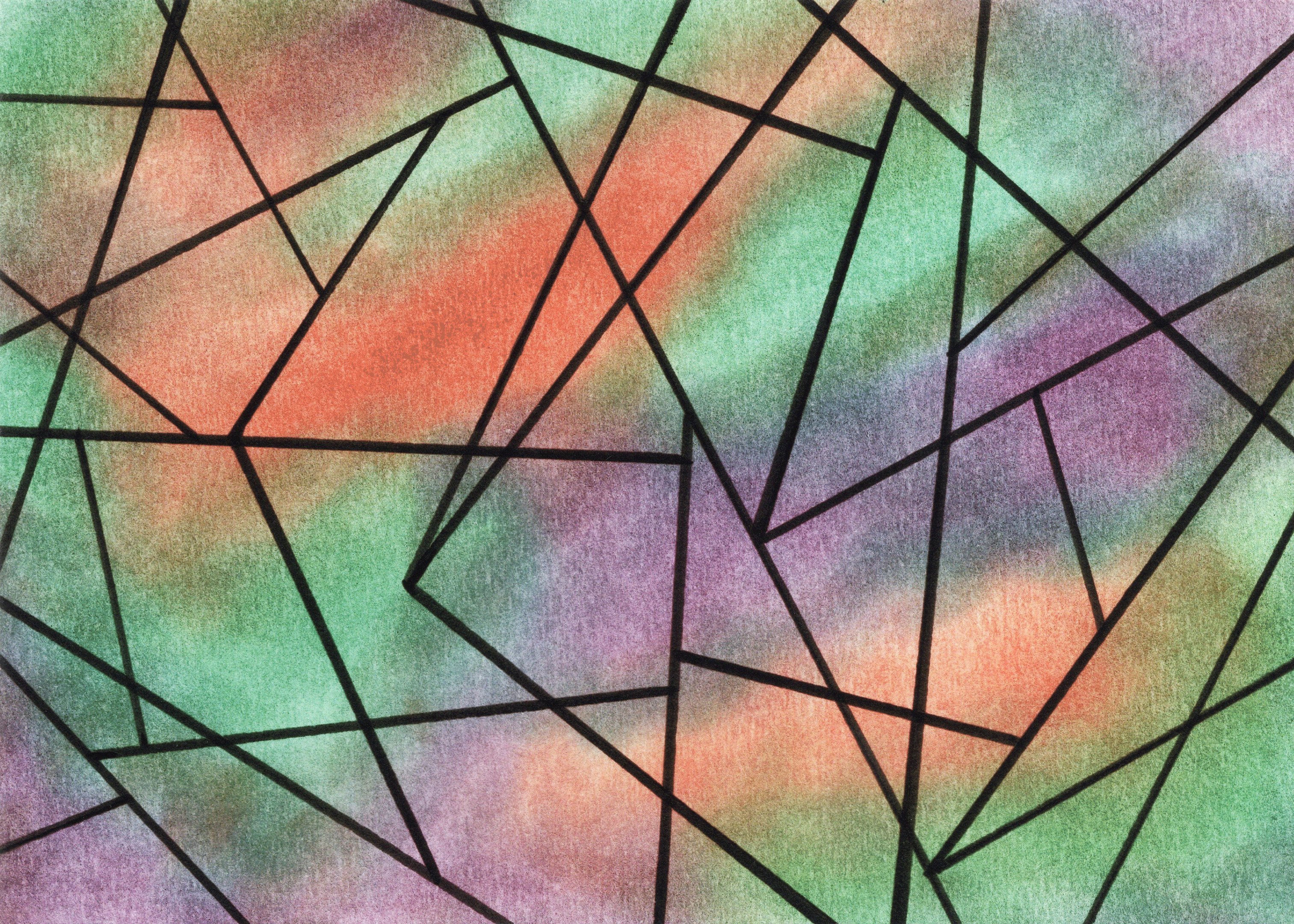 a colorful abstract painting of a geometric design