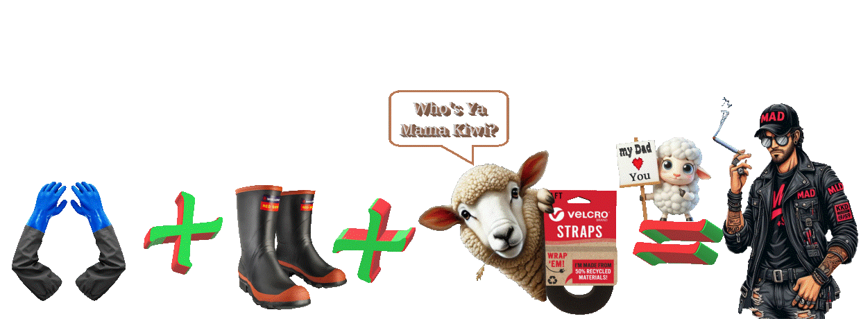 Sheep shagger Graphic design with a Kiwi man a sheep MadKiwi Designs