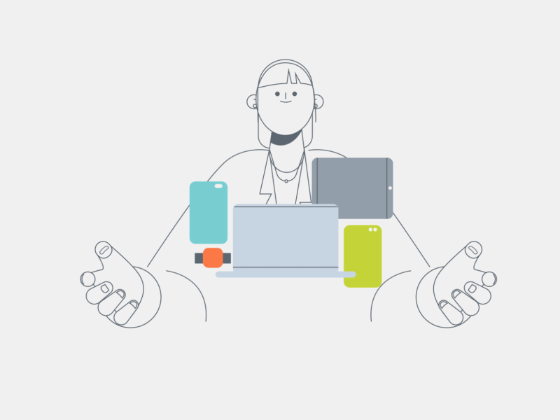 dispositivos y efectos con un dibujo vectorizado