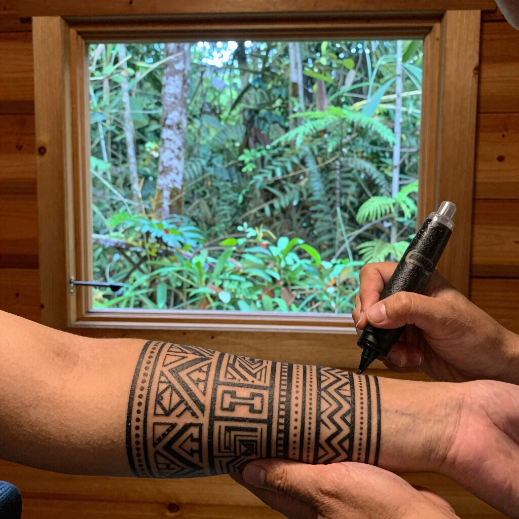 Hand-Poked Sacred Geometry Tattoo