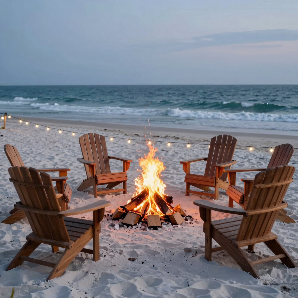 Private Beach Bonfire Setup