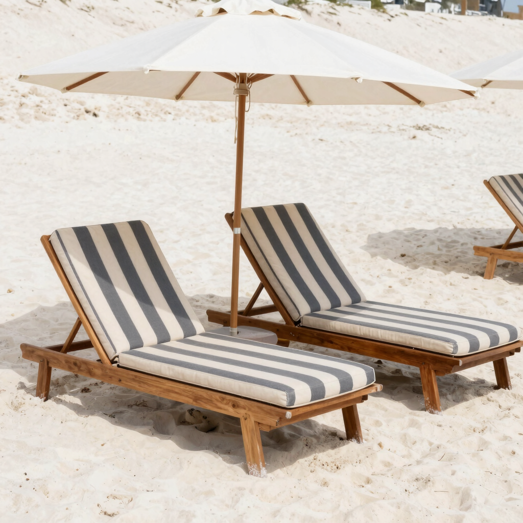 Luxury Beach Chair & Umbrella Setup