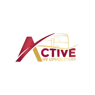 Active RV Upholstery logo featuring a stylized motorhome and red typography on a black background.