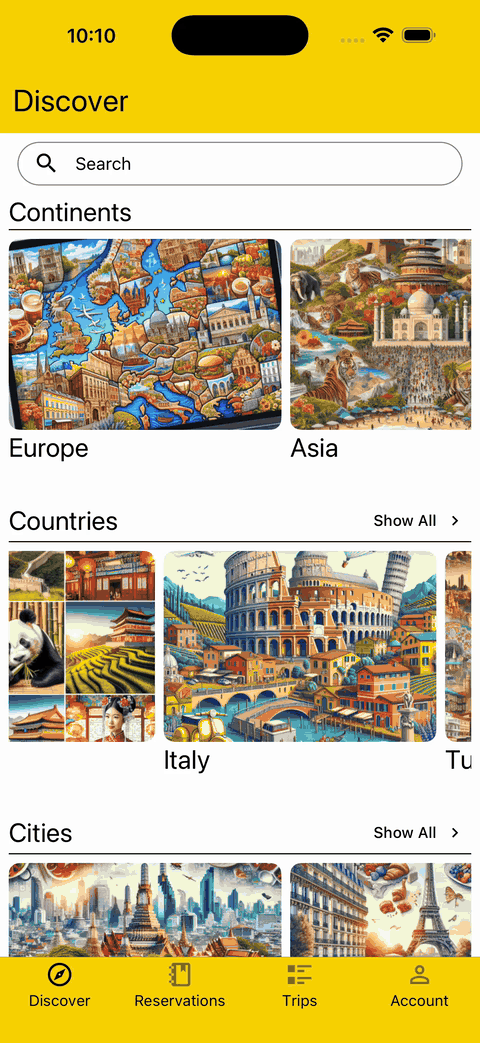gif showing details available for a country including noteworthy places, weather, culture, and more