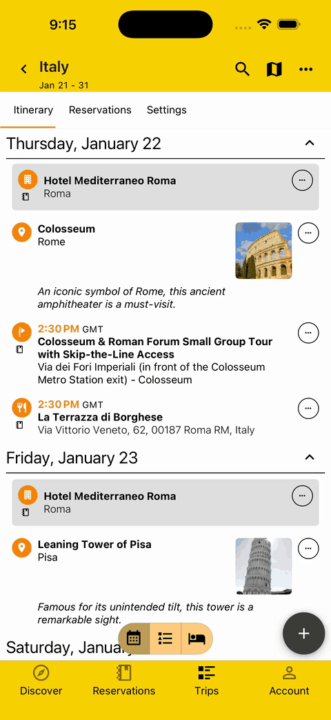 gif showing how to limit plan to specific tripmates and filter by related tripmates