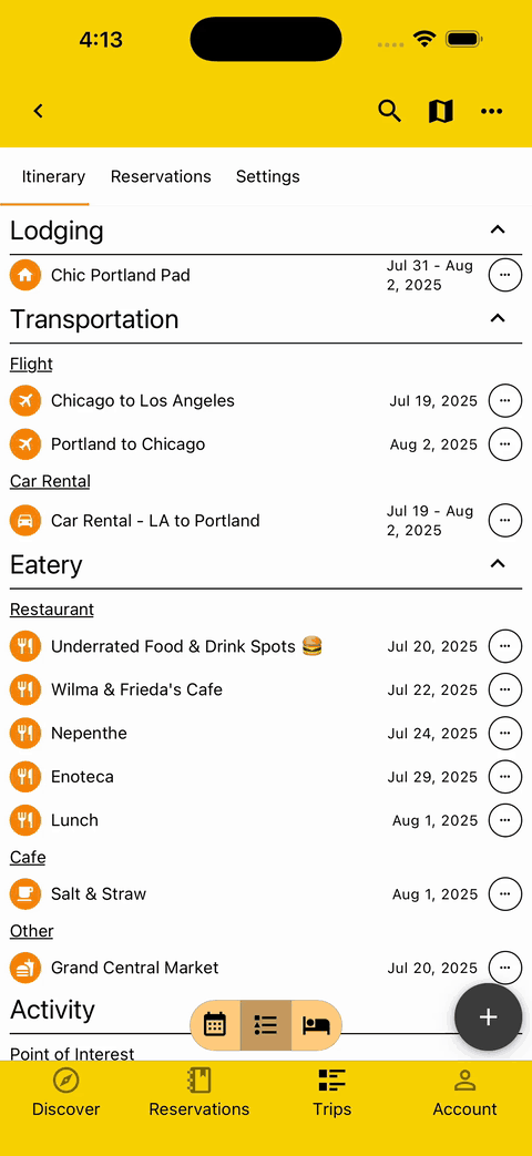 gif of lodging secondary plan type being applied to a transportation plan