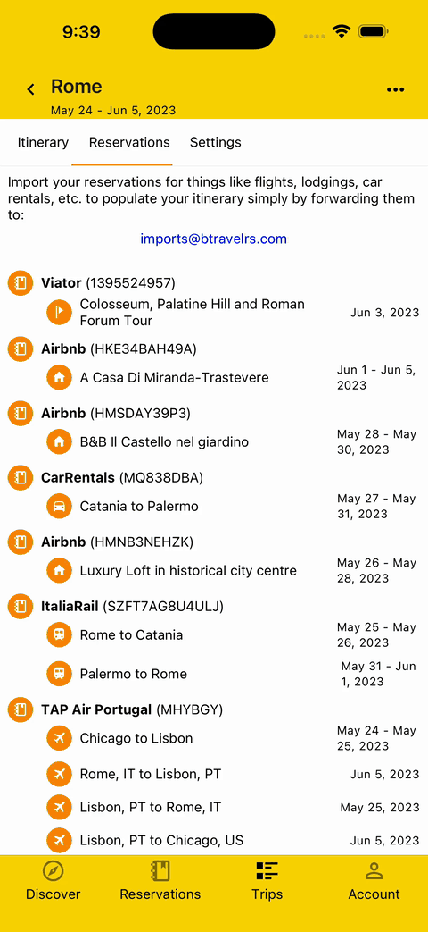 gif showing how to edit an imported reservation