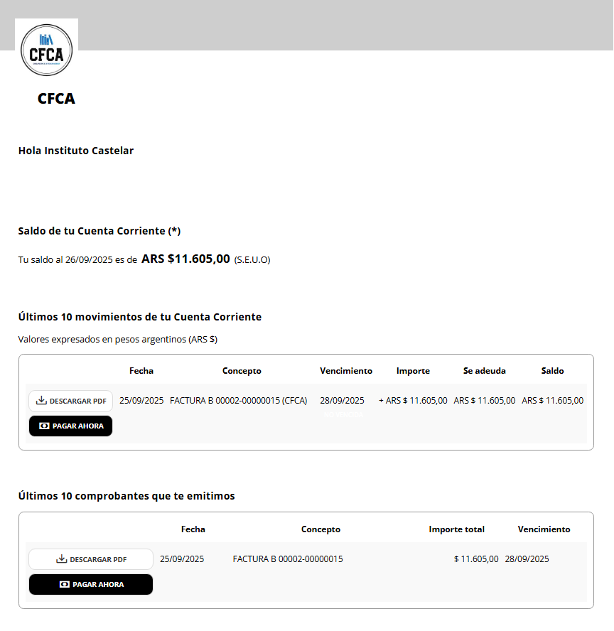 Módulo de facturación CFCA