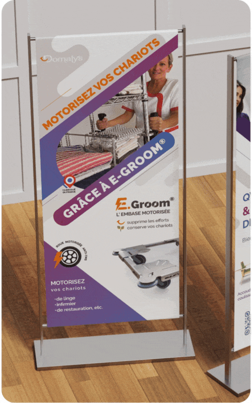 Création bannières roll-up PLV freelance