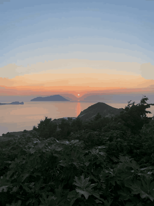 Sunset in Utopia Cafe in Plaka, Milos Greece