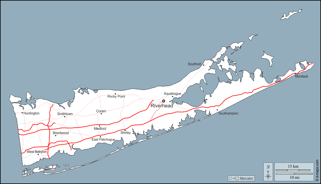 Map of Suffolk County, New York