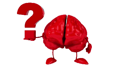 animated brain holding a question mark