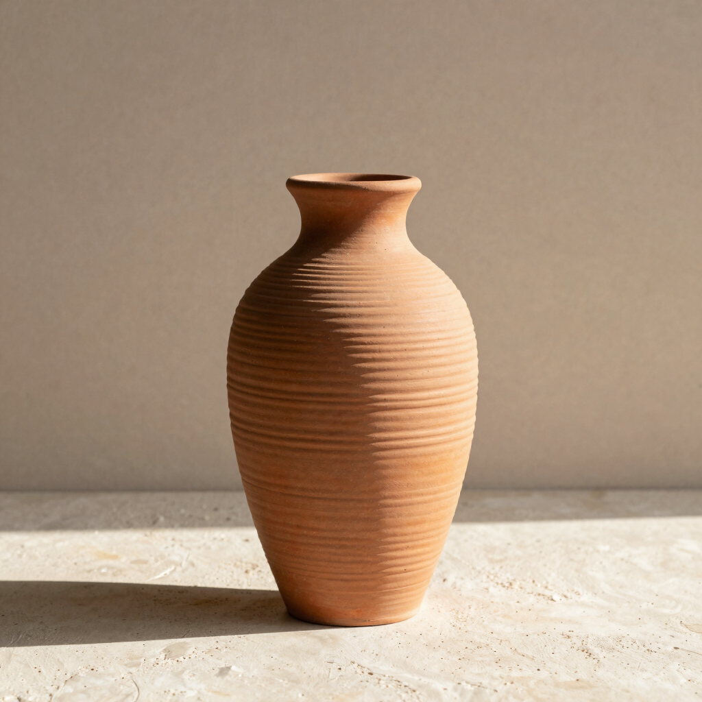 Terracotta Ribbed Vase