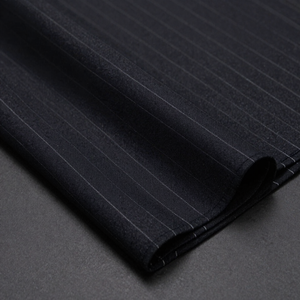 Classic Midnight Black Striped Fabric