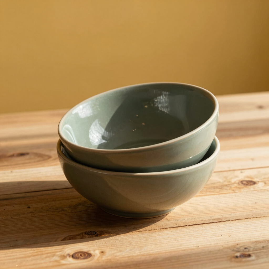 Deep Sage Pasta Bowls (Set of Two)