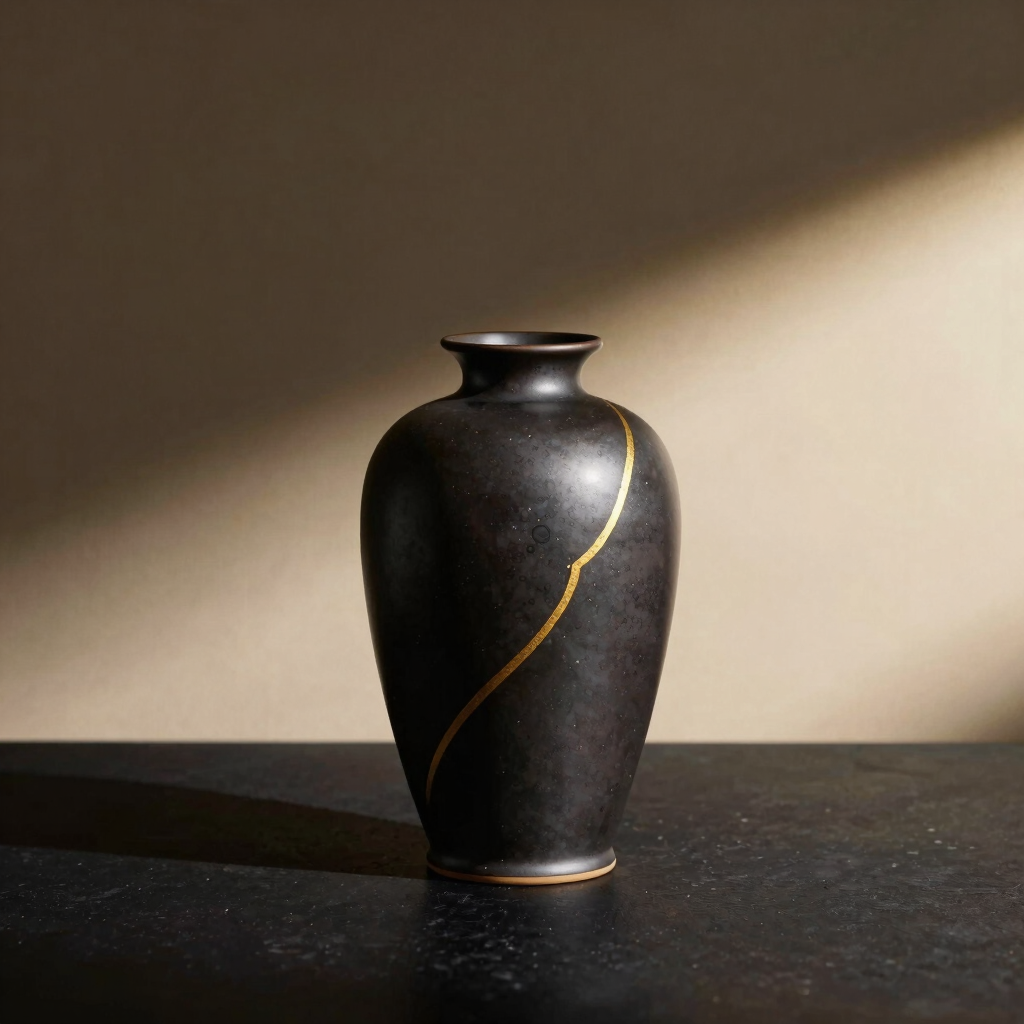 Kintsugi Fluted Ceramic Vase