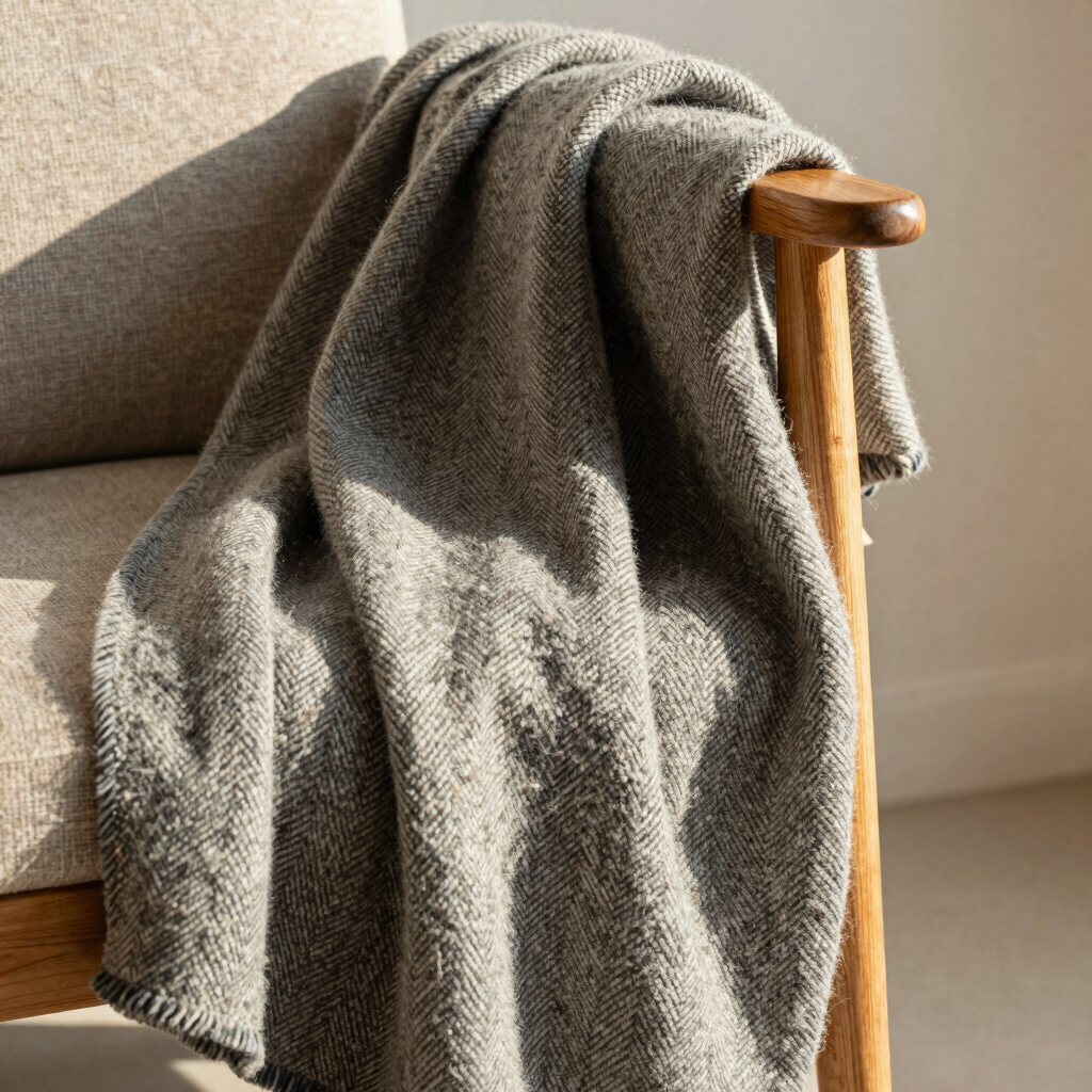 Herringbone Wool Sofa Blanket