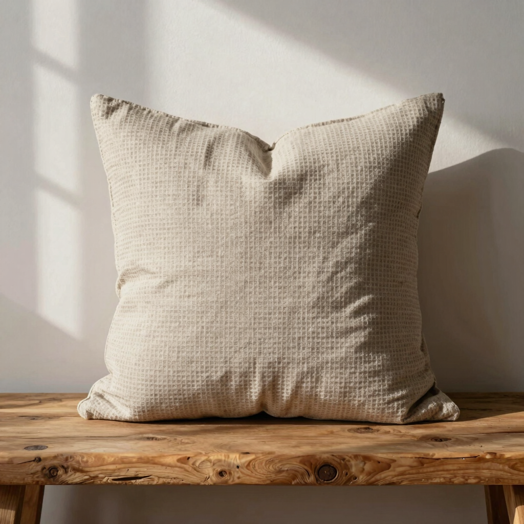 Waffle-Weave Linen Pillow Cover