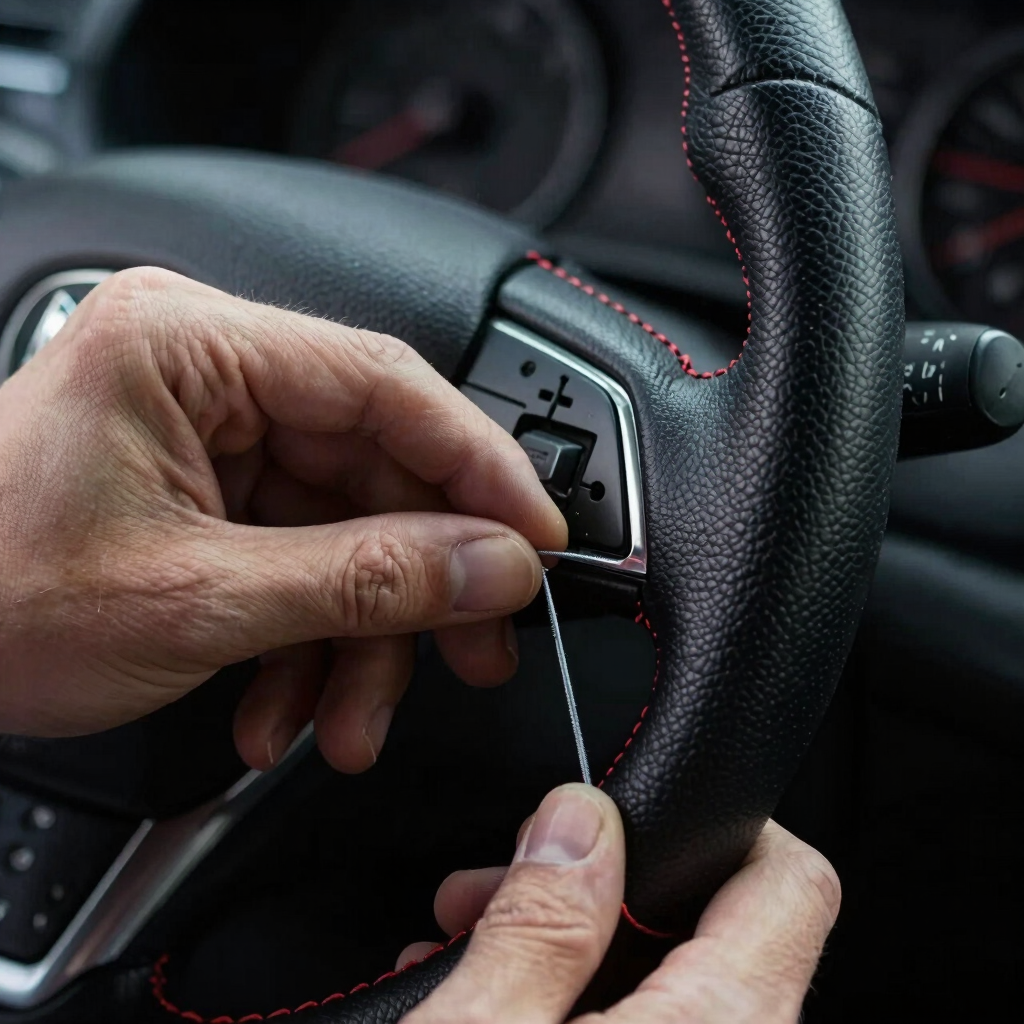 Precision Steering Wheel Restitching