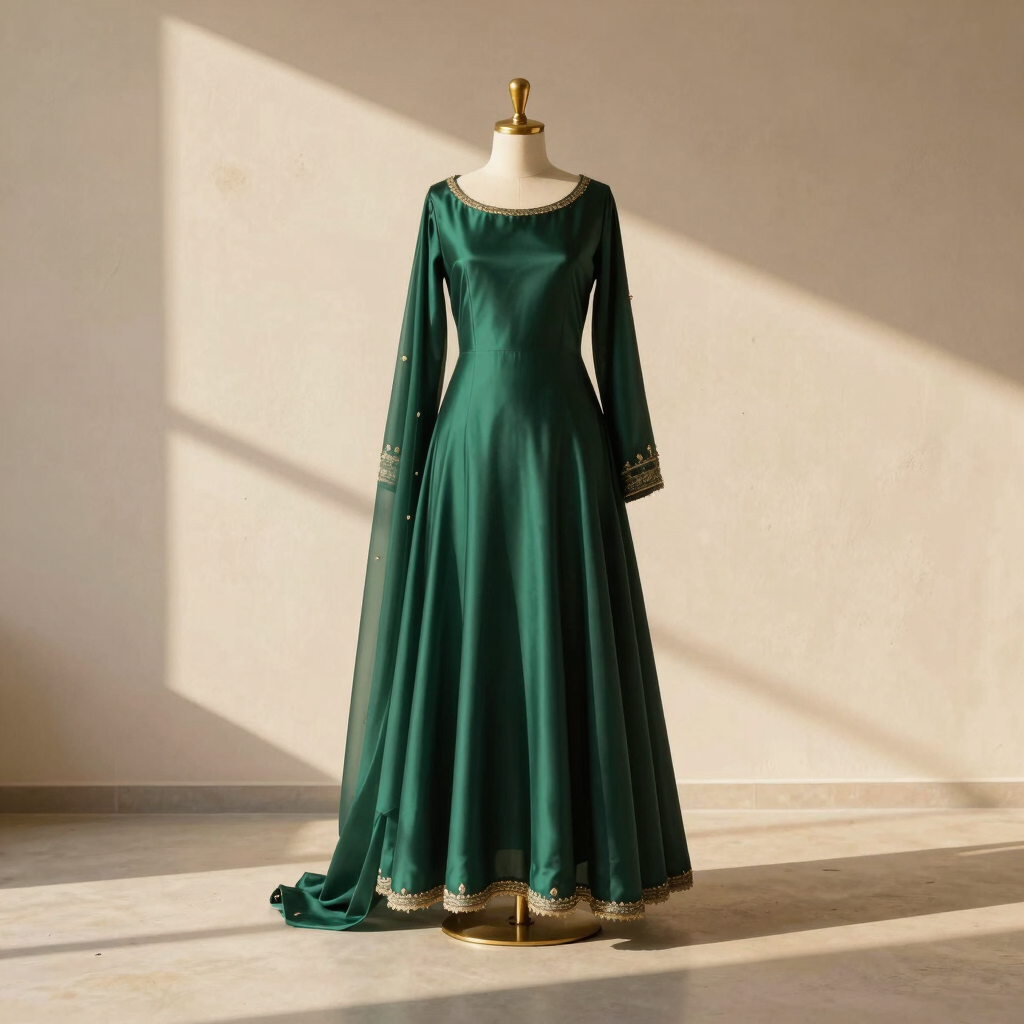 Zaria Emerald Silk Anarkali