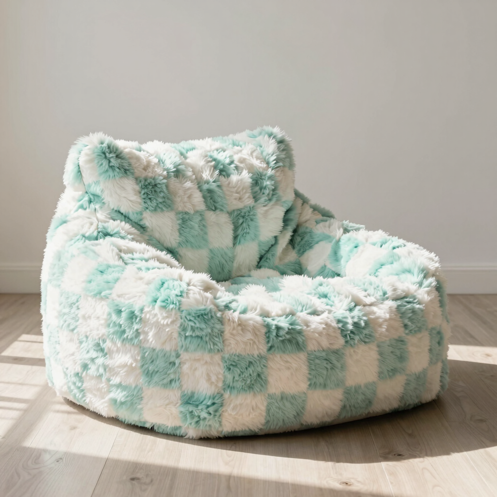 Yuki Checkered Faux Fur Lounger