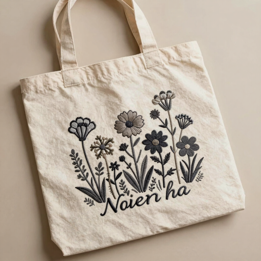 Personalized Botanical Canvas Tote